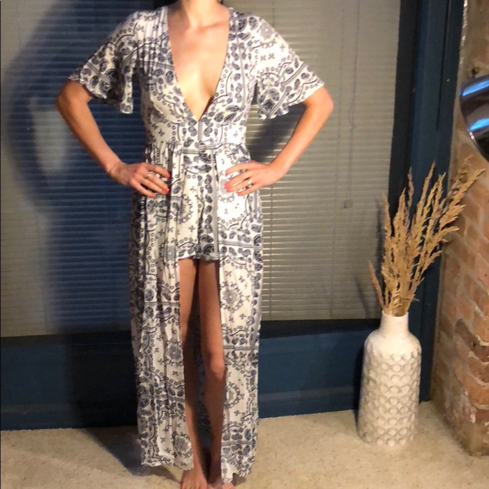 Akira shorts romper with attached over skirt